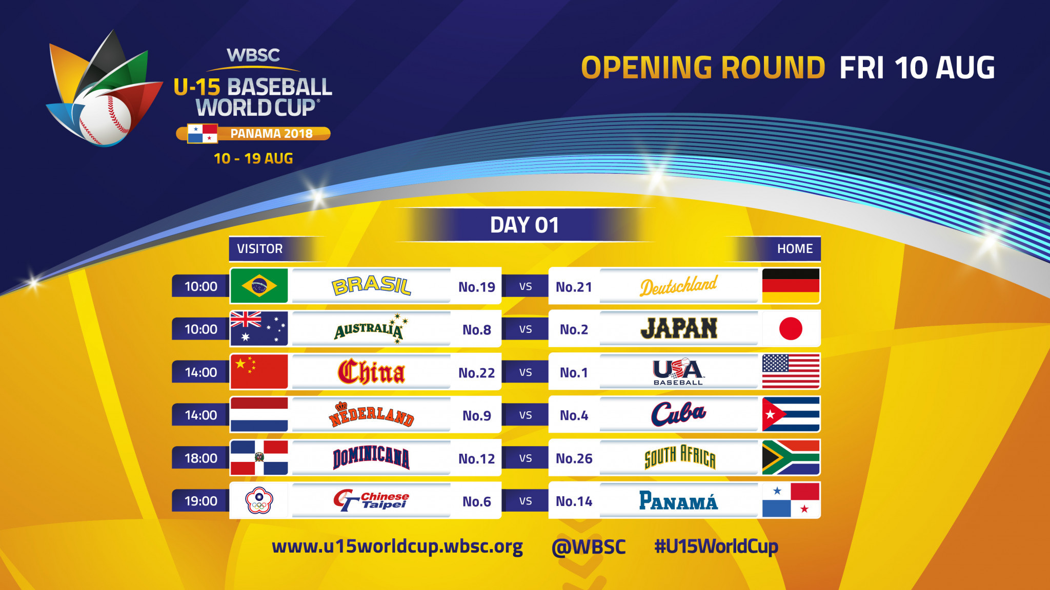 Game schedule announced for WBSC Under15 Baseball World Cup in Panama