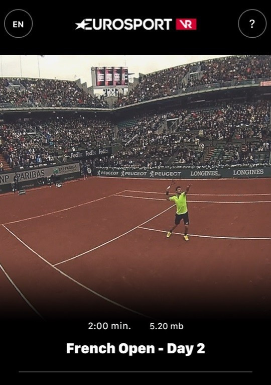 Eurosport Unveil Virtual Reality App For French Open At Roland Garros